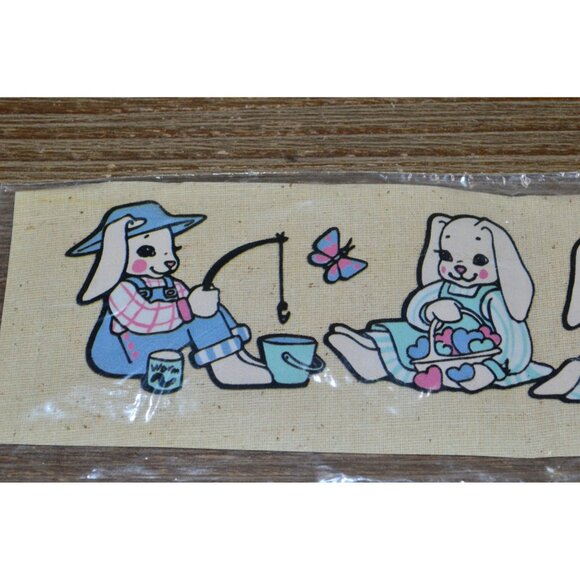 Vintage Playtime Bunnies Iron On Transfers Trans-Easy Springtime Velour Designs - Picture 4 of 5